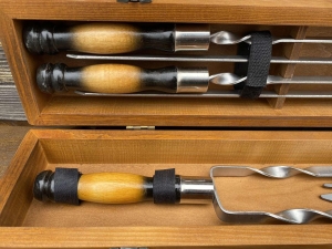 Купить Подарунковий Набір шампурів ШашлиКейс ручної роботи Світлий кейс  Фото 1