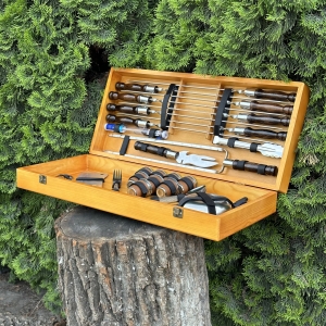 Купить Подарунковий Набір шампурів Магнат ручної роботи Світлий кейс  Фото 2