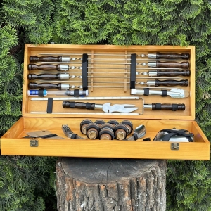 Купить Подарунковий Набір шампурів Магнат ручної роботи Світлий кейс  Фото 1