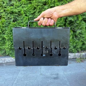 Купить Переносний дворівневий Мангал-валіза на 6 шампурів 2мм  Фото 6