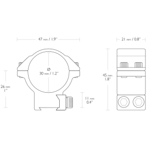 Купить Кільця Hawke Match Mount. d – 30 мм. Medium. "Ластівчин хвіст"  Фото 1