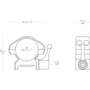 Купить Кільця швидкознімні Hawke Precision Steel. d – 25.4 мм. Low. Weaver/Picatinny  Фото 1