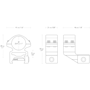 Купить Кільця Hawke Match з виносом 25 мм. d – 25,4 мм. High. Weaver  Фото 1