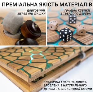 Купить Нарди з натурального дерева ясена та епоксидної смоли 50*50 см "Павутина"  Фото 4