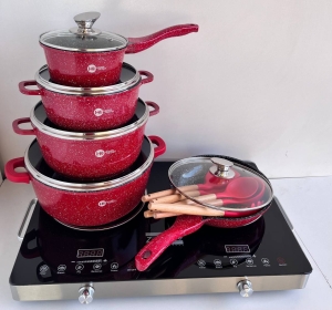 Купить Набор посуды Higher Kitchen HK-305 17 предм. с крышками алюминий с гранитным покрытием кастрюли ковш сковорода  Фото 1
