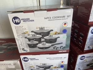 Купить Набор посуды Higher Kitchen HK-305 17 предм. с крышками алюминий с гранитным покрытием кастрюли ковш сковорода  Фото 4