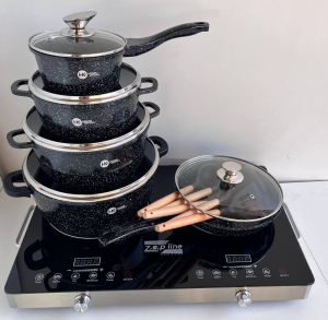 Купить Набор посуды Higher Kitchen HK-305 17 предм. с крышками алюминий с гранитным покрытием кастрюли ковш сковорода  Фото 2