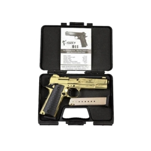 Купить Сигнально-стартовий пістолет KUZEY 911, 9+1/9 mm (Full Gold/Black Grips) add 1 magazine.  Фото 1