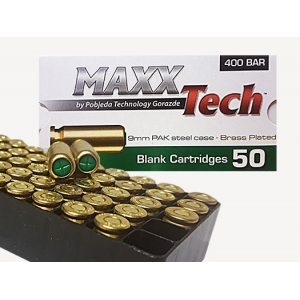 Купить Холостые патроны MAXXTech 9 mm P.A.K. Brass поштучно  Фото 2